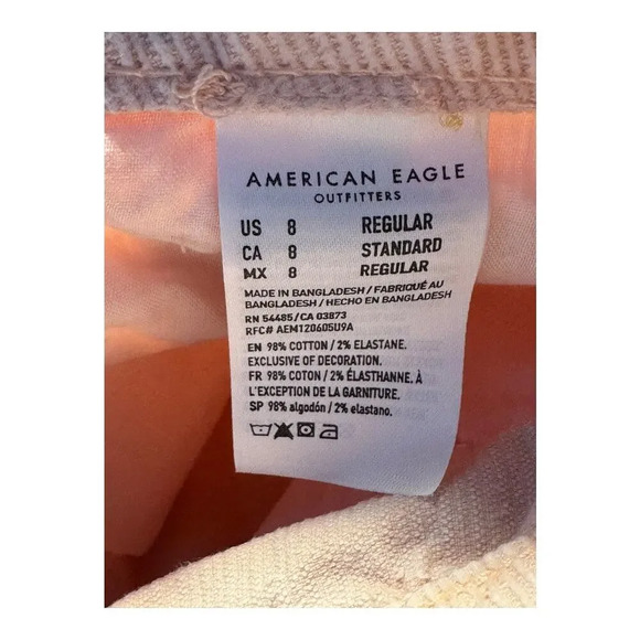 American Eagle Women's High-Rise Mom Corduroy Jeans Light Pink Size 8 - Picture 7 of 7